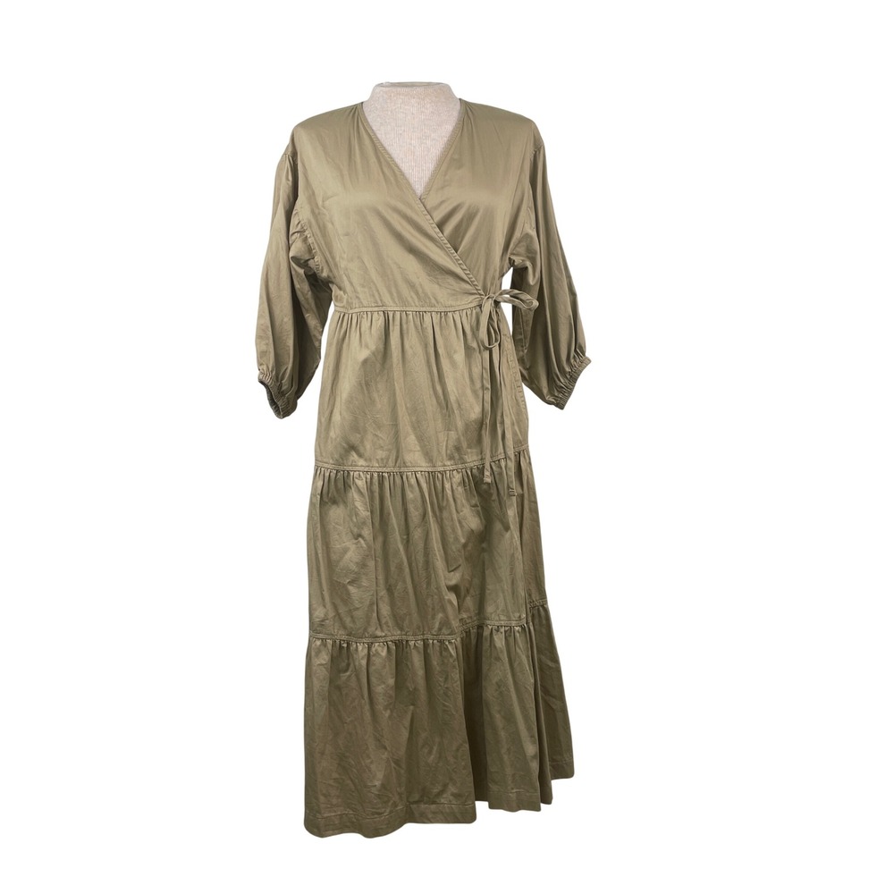 Sweet Baby Jamie Taupe Cotton Tiered Peasant Wrap Cottage Dress‎ Small